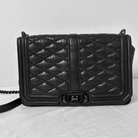 REBECCA MINKOFF Quilted Love Leather Crossbody Bag Purse Luxury Minimalist - Picture 6 of 17